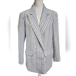 ENTRO Cotton/linen Striped Blazer dove Blue. Size Small NWT